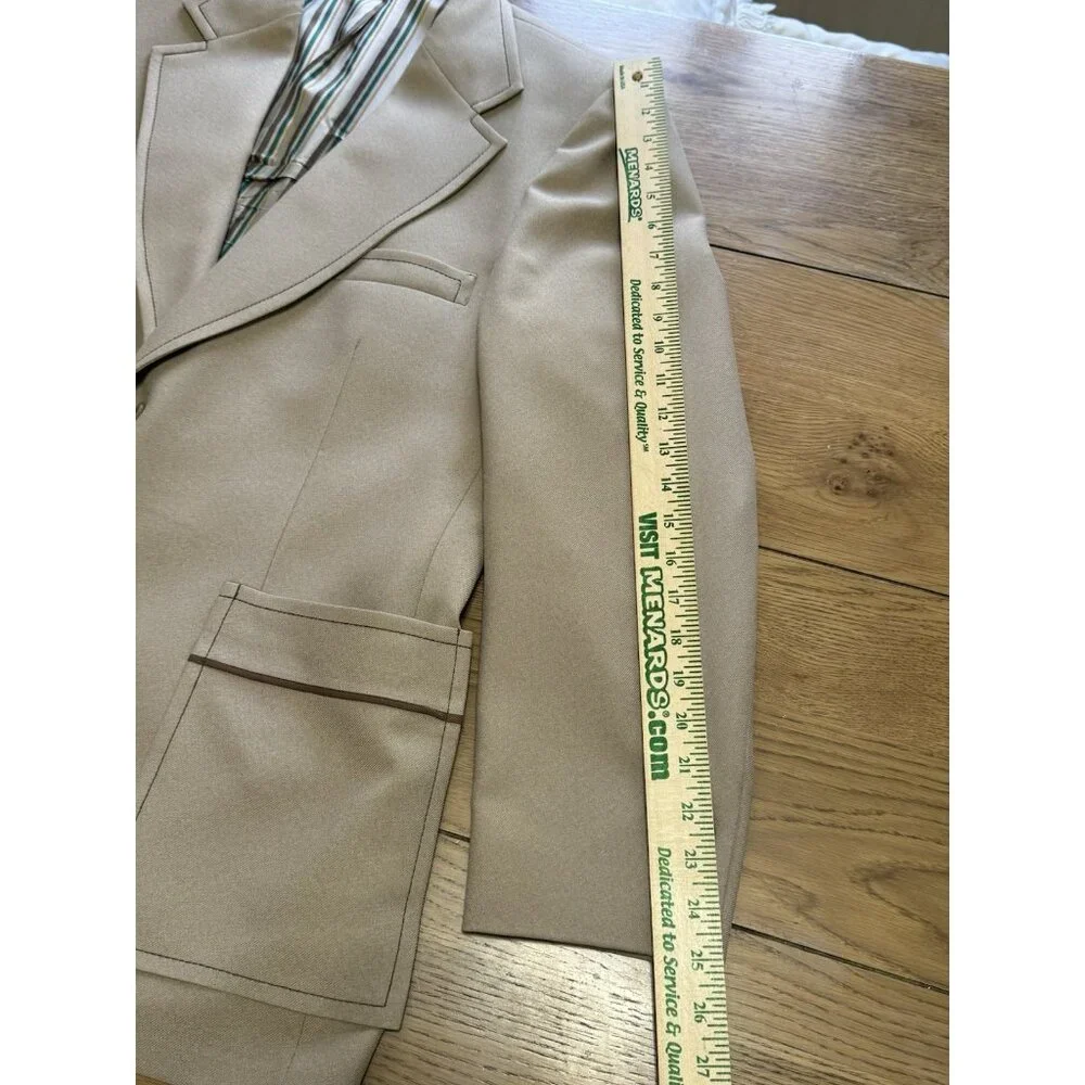 Johnny Carson Blazer Mens Measured Tan Sports Coat Jacket 2 Buttons Designer VTG